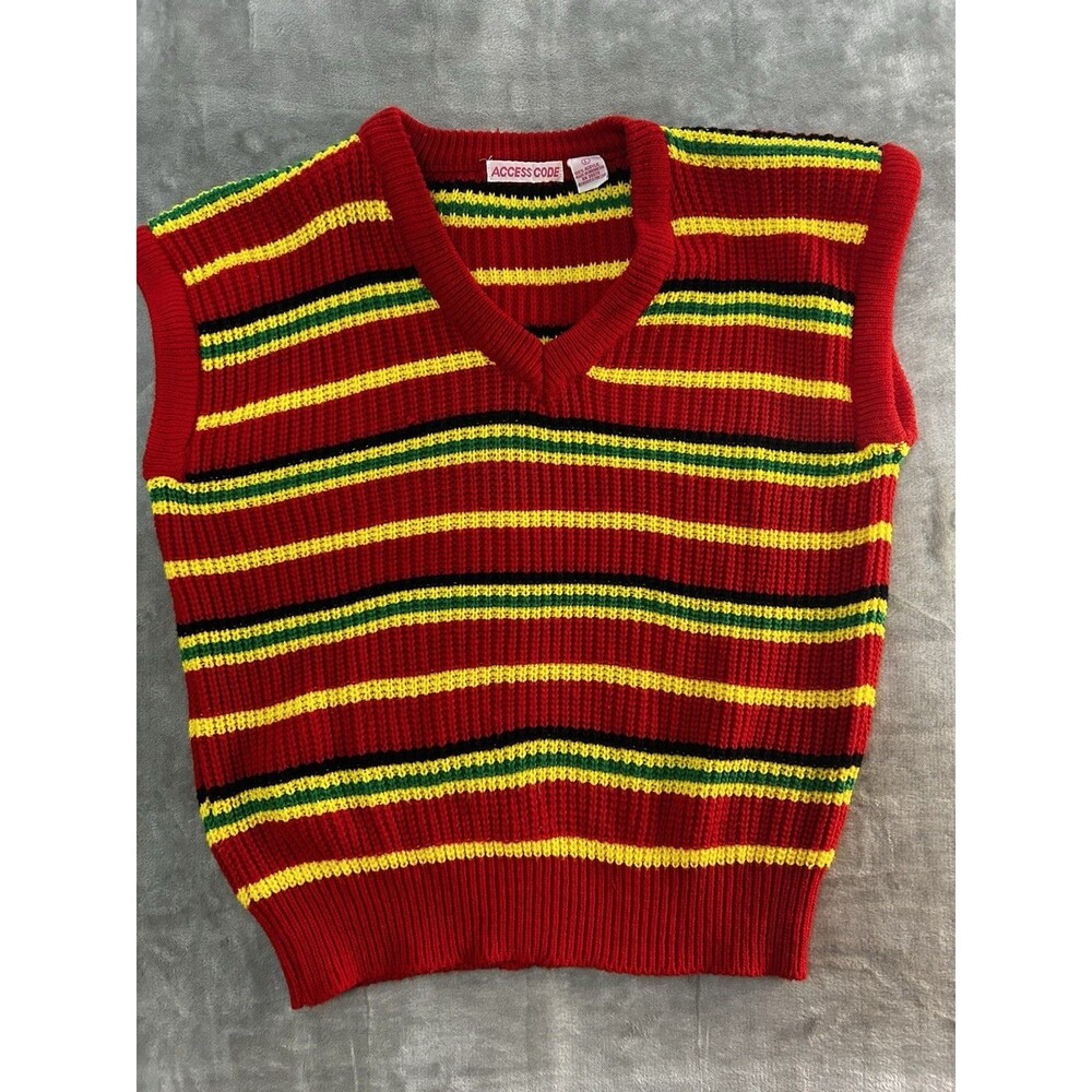 Access Code Vintage 80’s Sweater Vest. Vibrant Colors. Size L PREPPY SWEATER